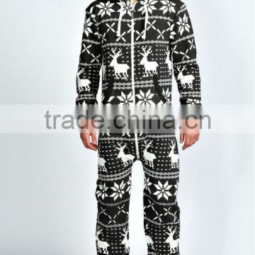 all over printed reindeer heavyweight onesie jumpsuit