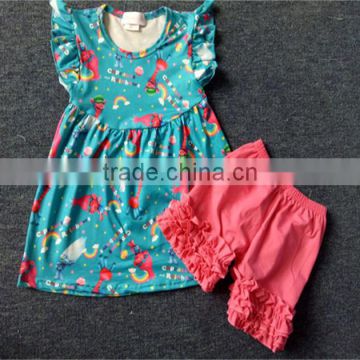 Latest design 2 pieces baby clothing outfit for kid wear ruffle summer children ballet dress wholesale child clothes