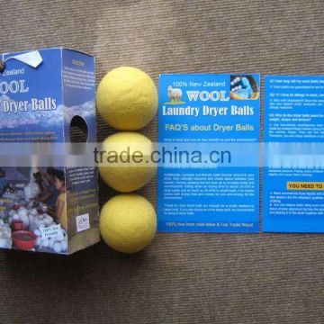 3 set eco friendly woolen dryer felt color ball/pure wool felt dryer balls with box packaging