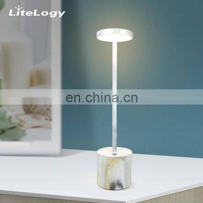 usb rechargeable cordless luxury marble table lamps