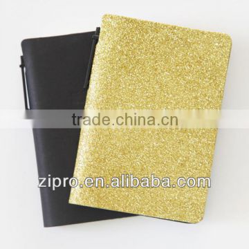 shining leather hardcover notebook with ball pen
