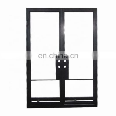 elegant black popular french grills design double glass panel anti rust security front modern steel wrought iron doors for home