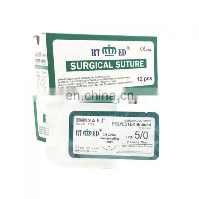 Non-Absorbable Polyester Surgical Suture Needles Green