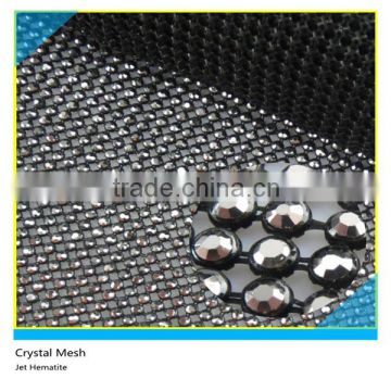 Shiny Crystal Rhinestone Mesh Roll Ss10 3mm Jet Hematite Crystal 45x120cm Black Base Without Glue