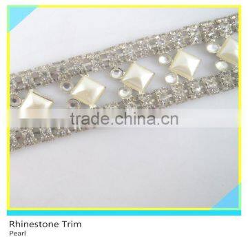 Fancy 888 Crystal Rhinestone Pearl Cup Chain Jewelry Decorative Dress