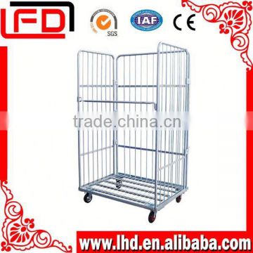 Folding push wire roll cages dolly