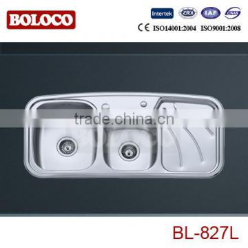 Double bowl one drainer sinks BL-827L