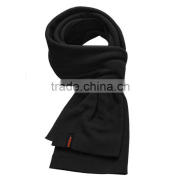 solid black color polar fleece scarf with fringe