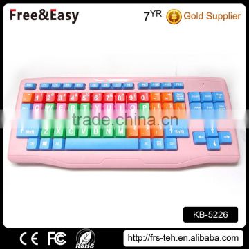 Waterproof Color with Large Keys Plug and Play Children Wired Keyboard