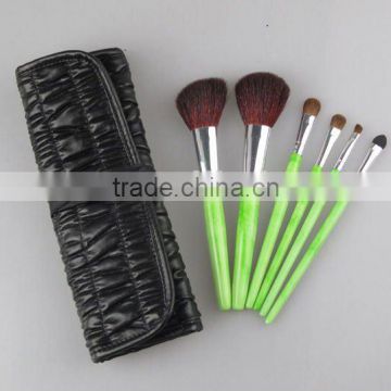 professional makeup brush sets 6 pieces with PU bag , goat hair , pony hair .