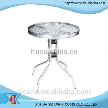 round aluminum glass coffee table