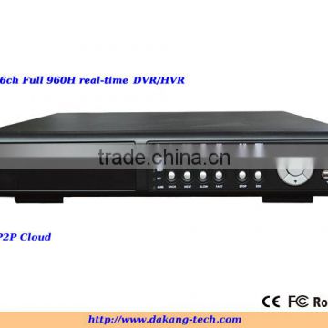 H.264 16CH 960H real time p2p cloud DVR/NVR,free CMS,Android&iphone access