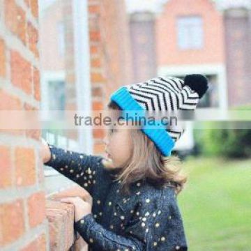 MS81107C Latest style winter kids stripe pattern knitted hats