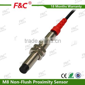 F&C 24V DC M8 2mm sensing Non-flush type inductive proximity switch sensor 2mm