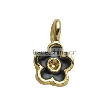 Wholesale 10.8*6.3mm Gold Plating Black Oil Charm Alloy Flower Jewelry Pendants