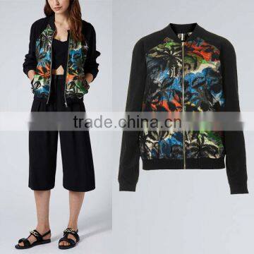 Fashion Trend ! Multi Coloured Palm Jacquard Bomber Jacket!Short Sport Coat