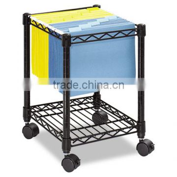 Compact Mobile Wire File Cart, One-Shelf, 15-1/2w x 14d x 19-3/4h, Black