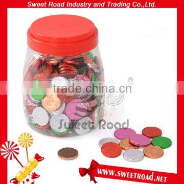 Sweet Round Shape Gold Coin halal Chocolate in Jar