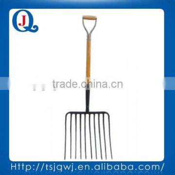 Farming and gardening digging fork tools with wooden handle
