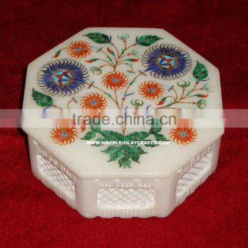 Marble Inlay Jewellery Boxes, Octagonal Box