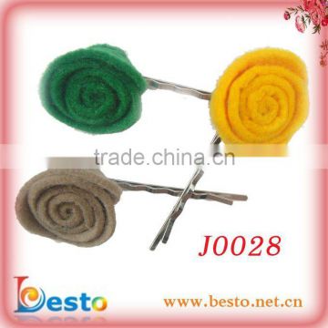 J0028 French colorful hair flower with clips for kids