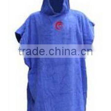 100% cotton terry blue color seashore robe towel poncho woven terry adult robe towel