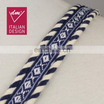 Special design jacquard ribbon trim with cotton rope