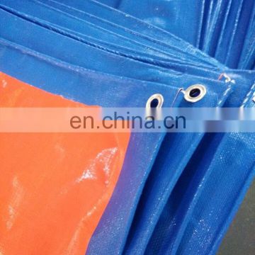 blue orange pe tarpaulin with reinforced aluminum eyelet and PP rope in hem