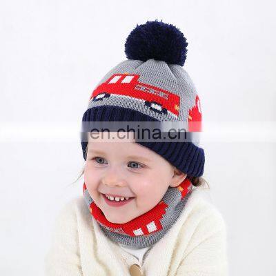 6 Months ~ 3 Years Old  Winter Baby Hat For Girls And Boys Scarf Suit Warm Soft Children Pom Hat Knitted Skullies Baby Beanie Ha