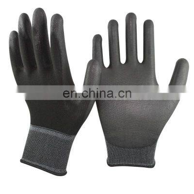 EN388 Seamless Polyester PU Palm Coated Work Safety Gloves