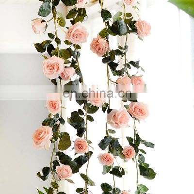 2022 Wholesale Wedding Decorations Artifical Flower Hanging Plastic Flowers Vine Real Touch Artificial Rose Flower For Decor