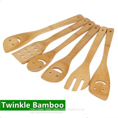 Bamboo utensil wholesale /bamboo cooking utensils with smile face sale