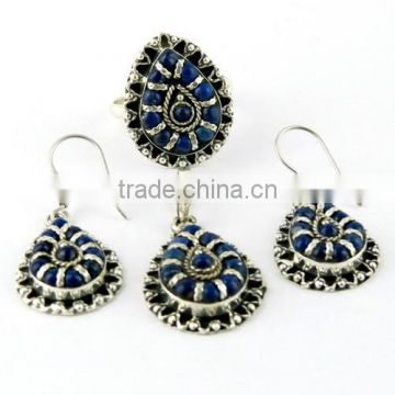 Pretty Natural !! Lapis 925 Sterling Silver Jewelry Set, Indian Fashion Silver Jewellery, Silver Jewellery Exporter