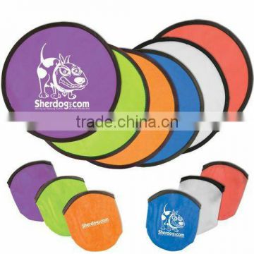 The latest 190T polyester folding fan frisbee hand fans with pouch