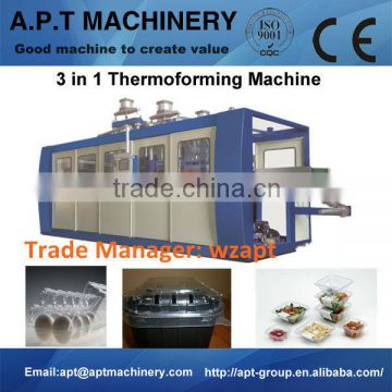 APT-540/760 Automatic Plastic Vacuum Pressure Thermoforming Machinery with autostacker