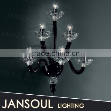 zhongshan charming new style black art crystal murano glass plate chandelier wall light for bedroom