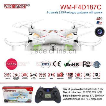 The smartest flying camera drone 4channels 6Axis quadcopter with 0.3mp 2.0mp camera