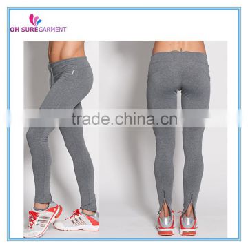marl grey nylon/spandex full length sports leggings for women