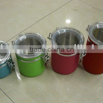 Stainless Steel 4pcs acrylic sealed Canister set