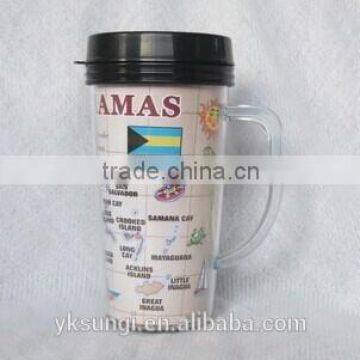 Plastic houseware tea cup with handle