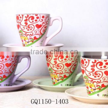 Factory direct coffee mug printing stoneware cup and saucer for bulk sale