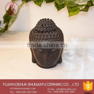 Matte Black Buddha Head Ceramic Ornaments