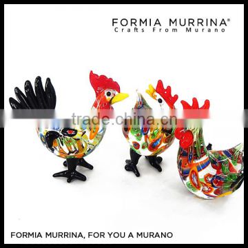 2017 New Years Gifts Murano Glassware Glass Rooster Family Set