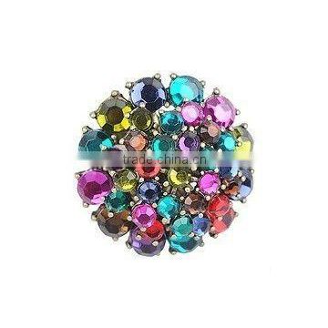 Fashion colorful rhinestone flower shaped rings