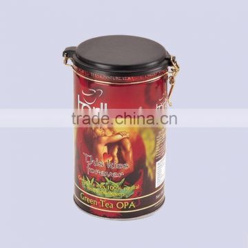 wholesale Beautiful tea Tin Box air tight tea tin box round tin box with airtight plastic lid
