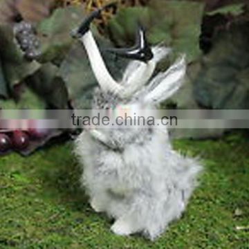 Horns Easter Bunny Taxidermy Decor Gray Tan Jackalope Rabbit