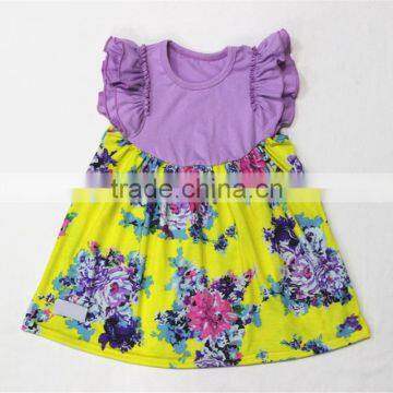 Wholesale Summer Dress Children Girls Yellow Flower Dress Girls Summer Boutique Flutter Slee Skirt Wholesale Summer Dress