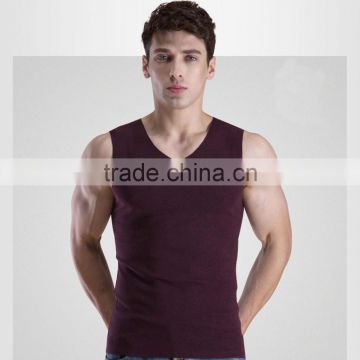 wholesale new style 100% cotton high quality plain gym tank top men V-3