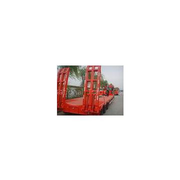 3 Axles Red Hydraulic Low Bed Semi Trailer For Machinery Excavator Bulk Cargo