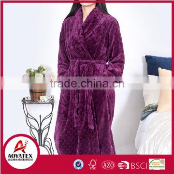 wholesale 280gsm cut plush flannel fleece women bathrobe sleepwear